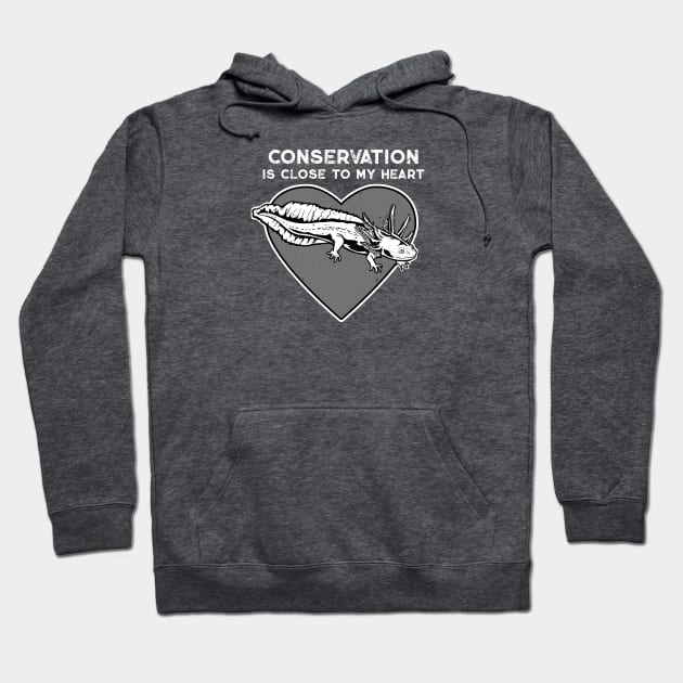 Axolotl Conservation Heart Hoodie by Peppermint Narwhal